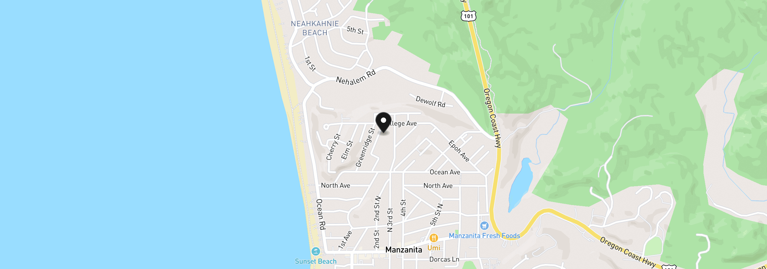 Map showing the location of 880 Hemlock St, Manzanita, OR 97130