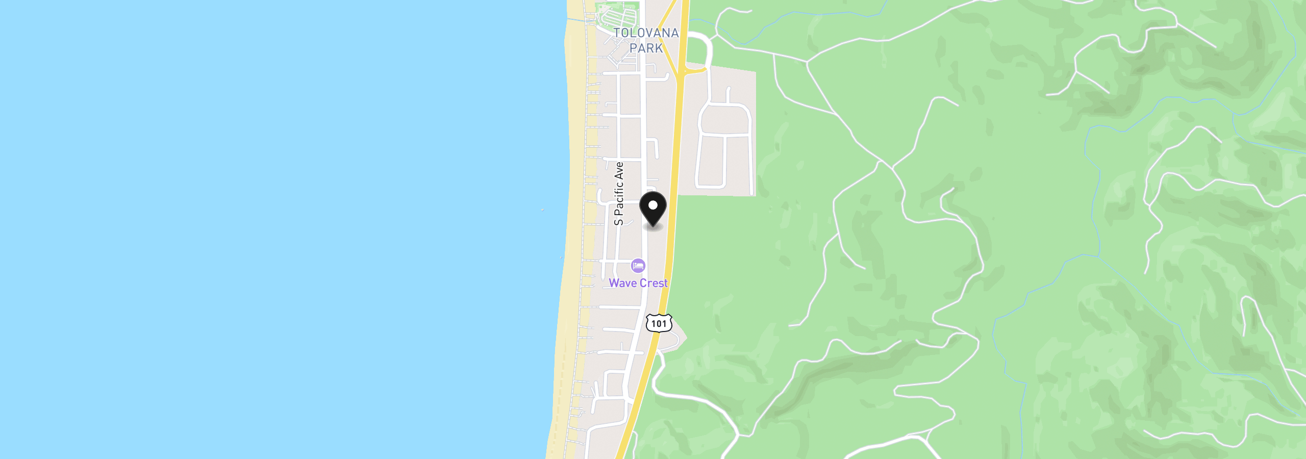 Map showing the location of S Hemlock St, Cannon Beach, OR 97110