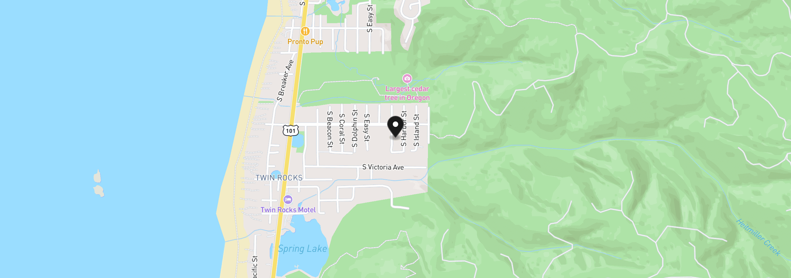 Map showing the location of 1058 S Grayling St, Rockaway Beach, OR 97136