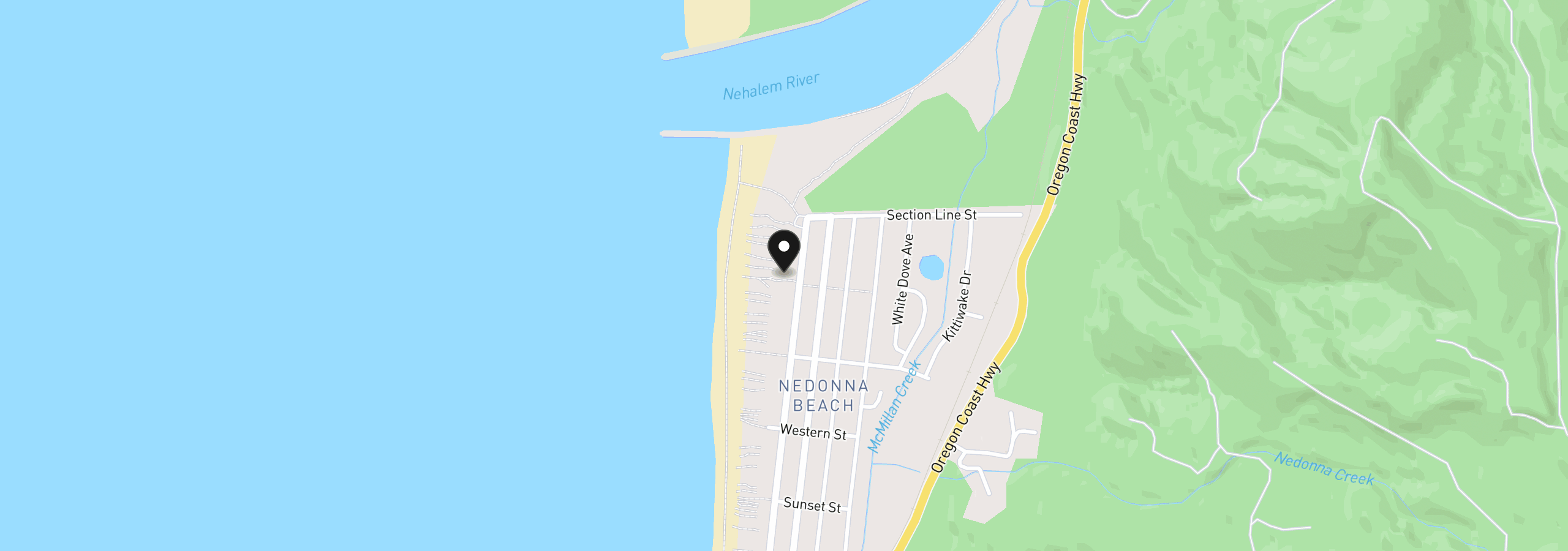 Map showing the location of 26610 Beach Dr, Rockaway Beach, OR 97136