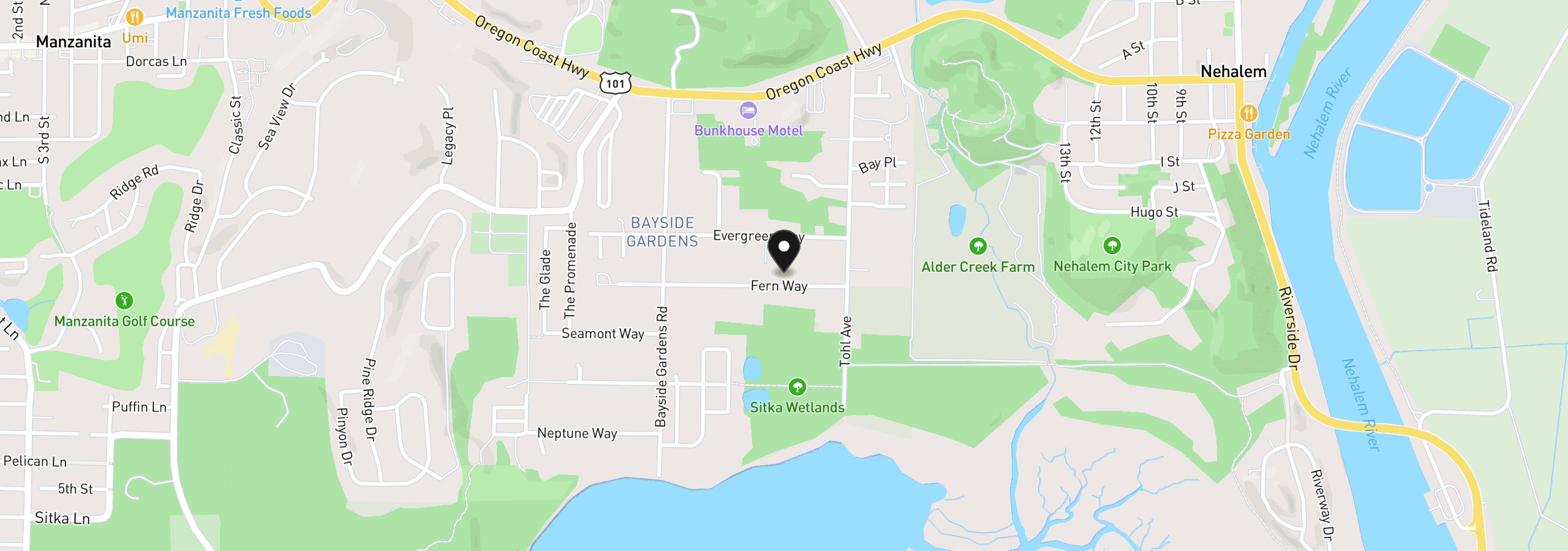 Map showing the location of 2501 Fern Way, Nehalem, OR 97131