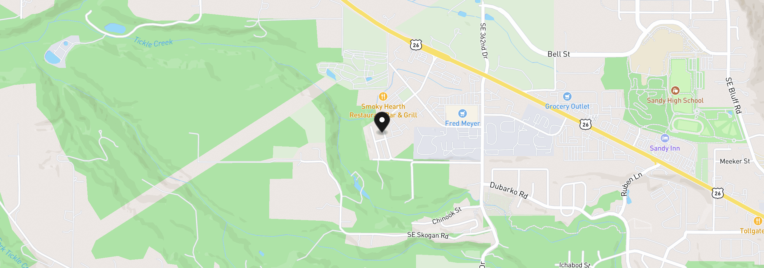 Map showing the location of 16765 Champion Way, Sandy, OR 97055