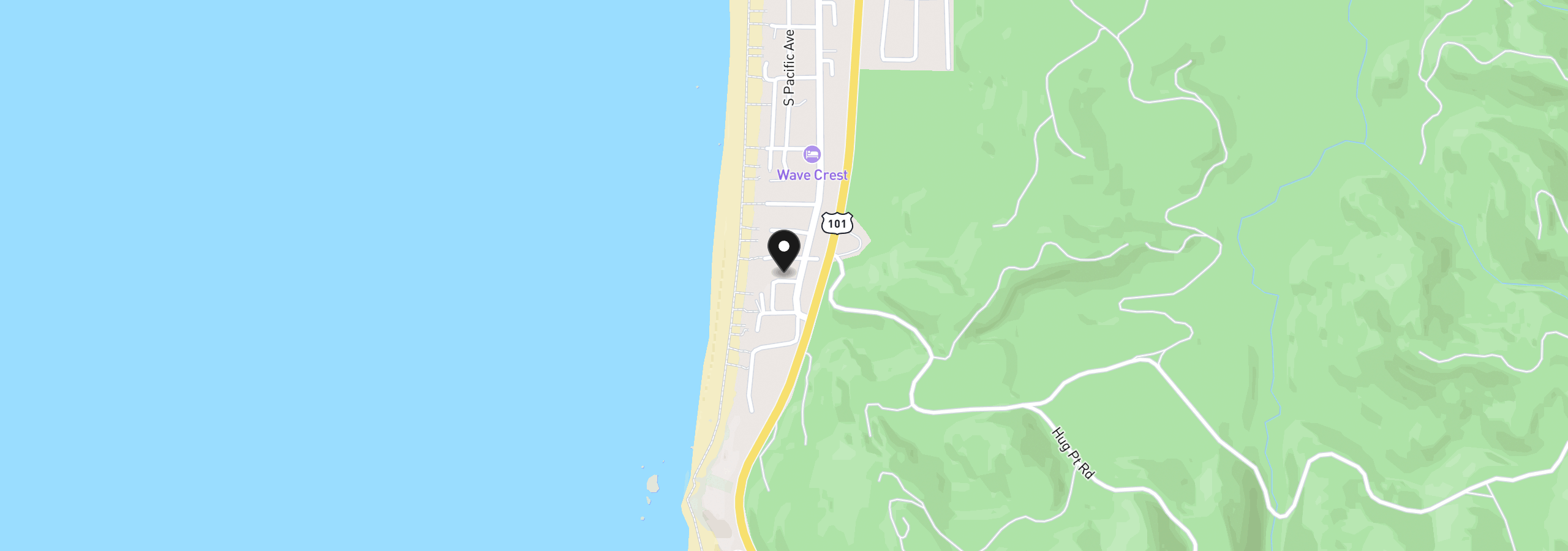 Map showing the location of 132 140 Watts Way, Cannon Beach, OR 97110