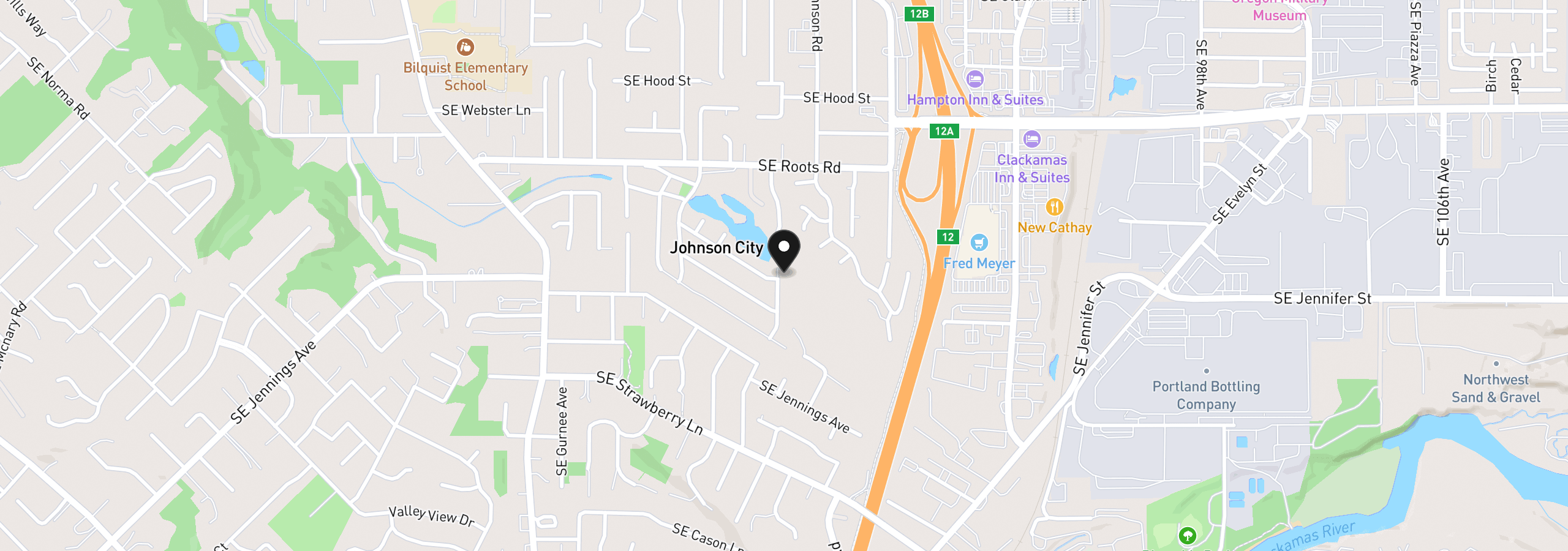 Map showing the location of 16530 SE 84th Ave, Milwaukie, OR 97267