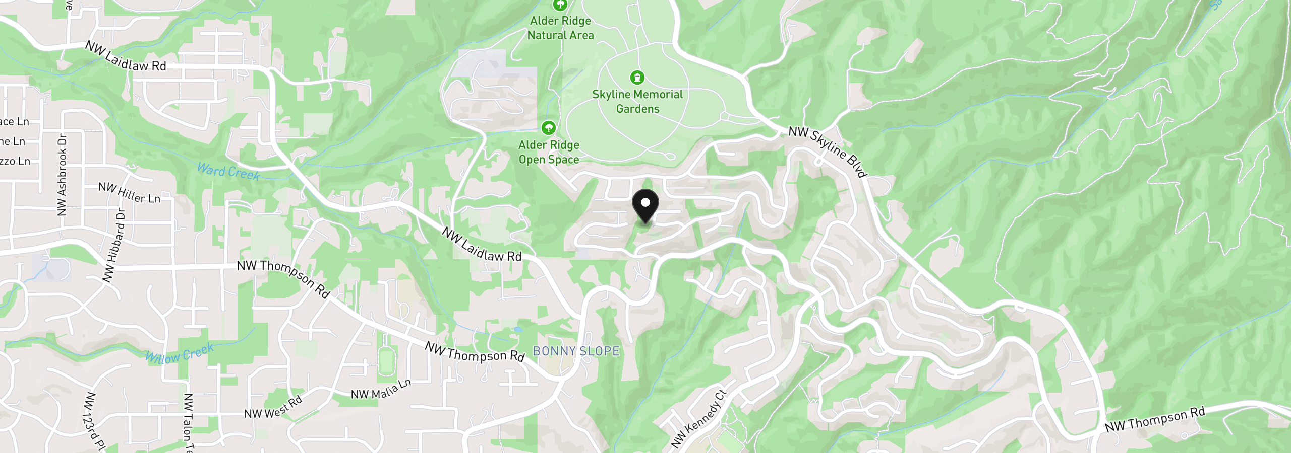 Map showing the location of 9948 NW Upton Ct, Portland, OR 97229