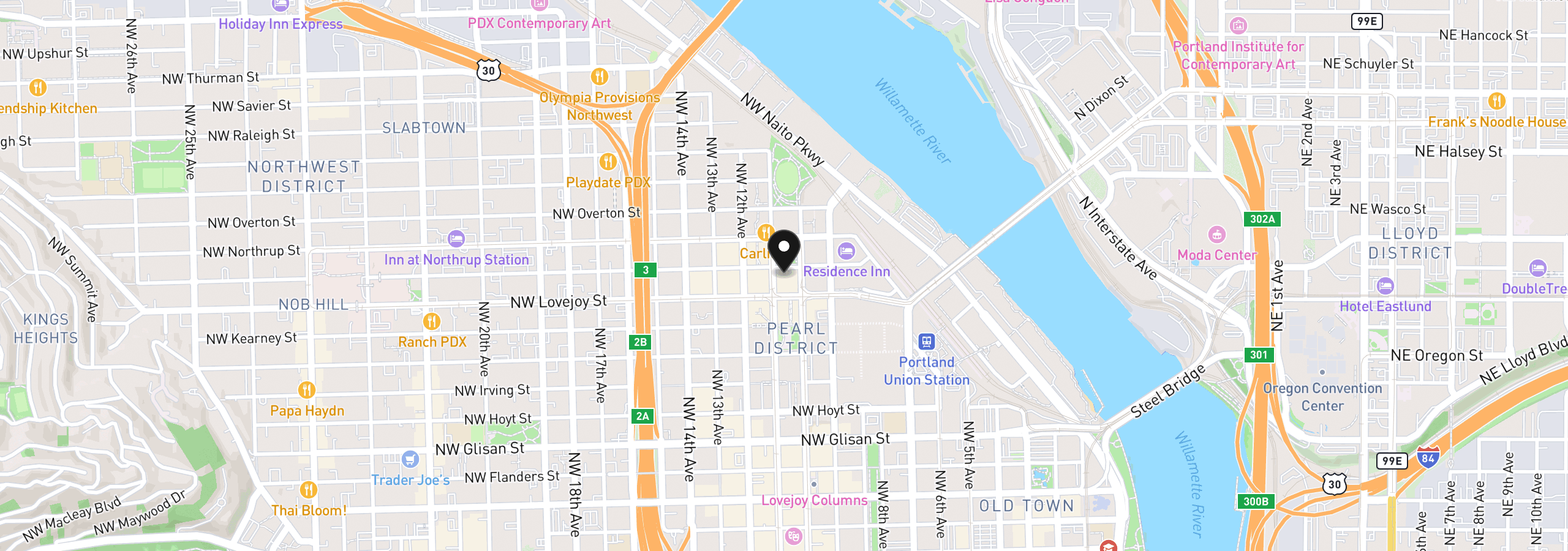 Map showing the location of 1001 NW Lovejoy St Ph-3, Portland, OR 97209