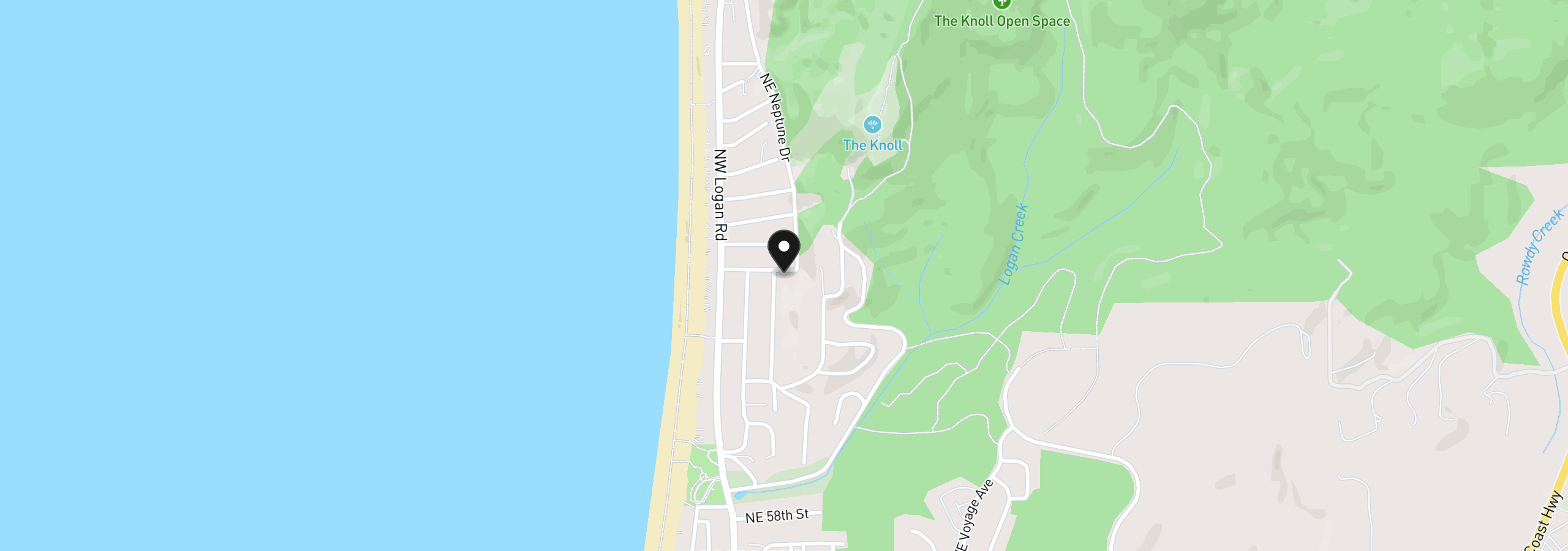Map showing the location of 2030 NE 66th St, Lincoln City, OR 97367