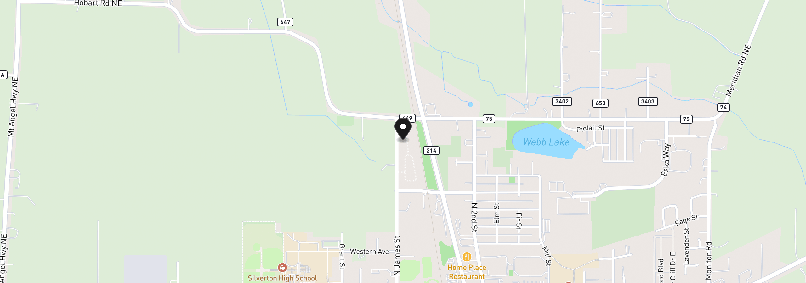 Map showing the location of 601 Parker Loop, Silverton, OR 97381