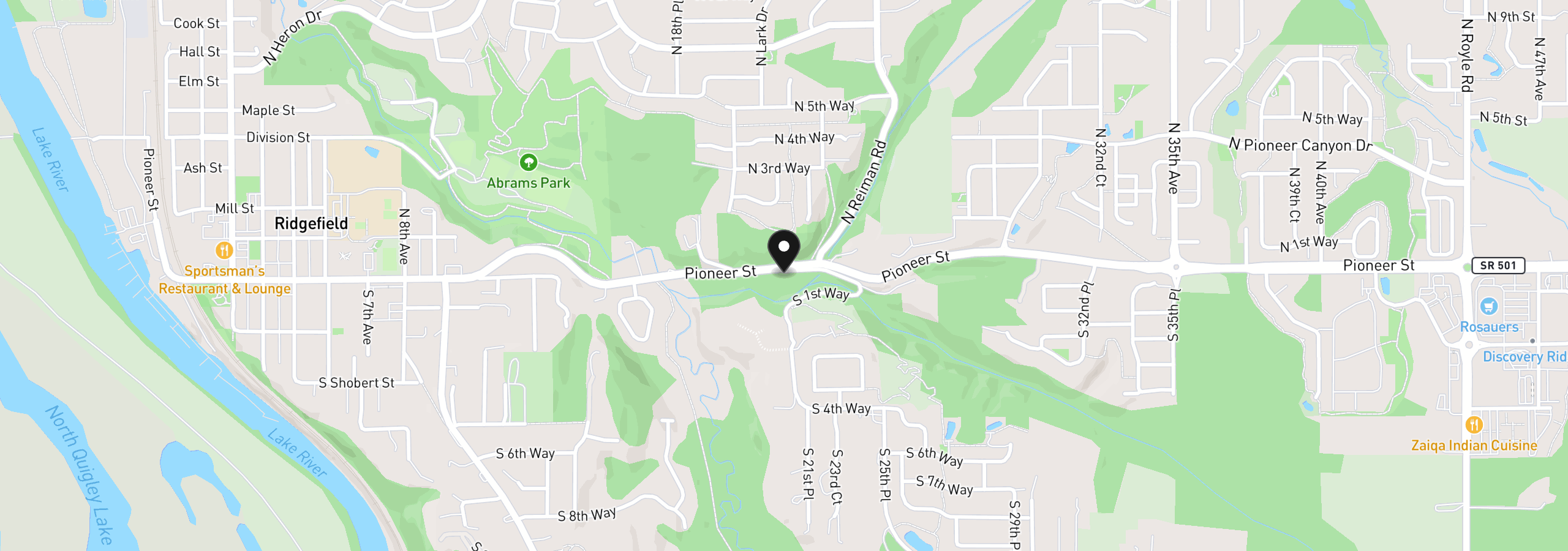 Map showing the location of 2147 Pioneer St, Ridgefield, Wa 98642