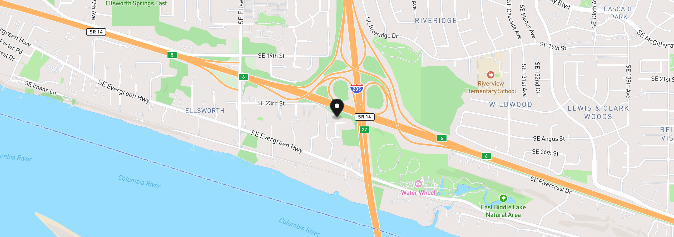 Map showing the location of 2504 SE 116th Ct, Vancouver, Wa 98664