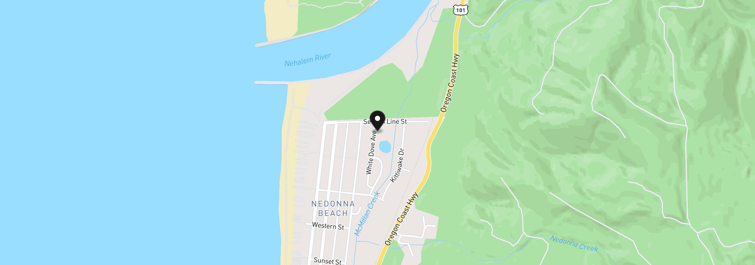 Map showing the location of 26771 White Dove Ave, Rockaway Beach, OR 97136
