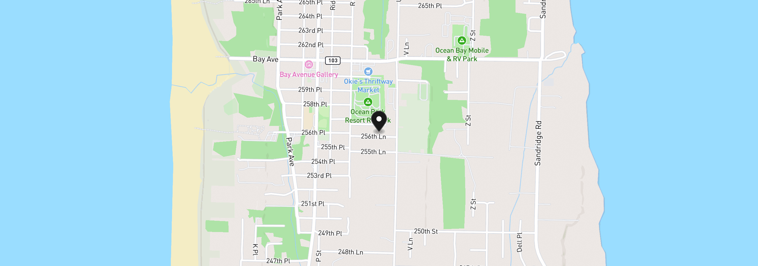 Map showing the location of 1911 256th Ln, Ocean Park, Wa 98640