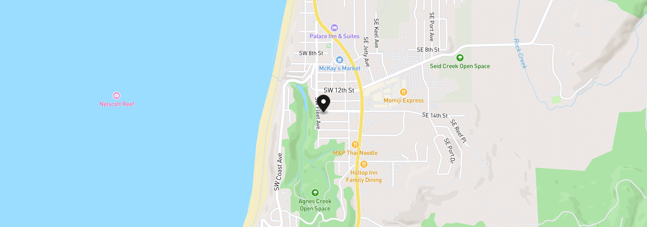 Map showing the location of 1032 SW 14th St, Lincoln City, OR 97367