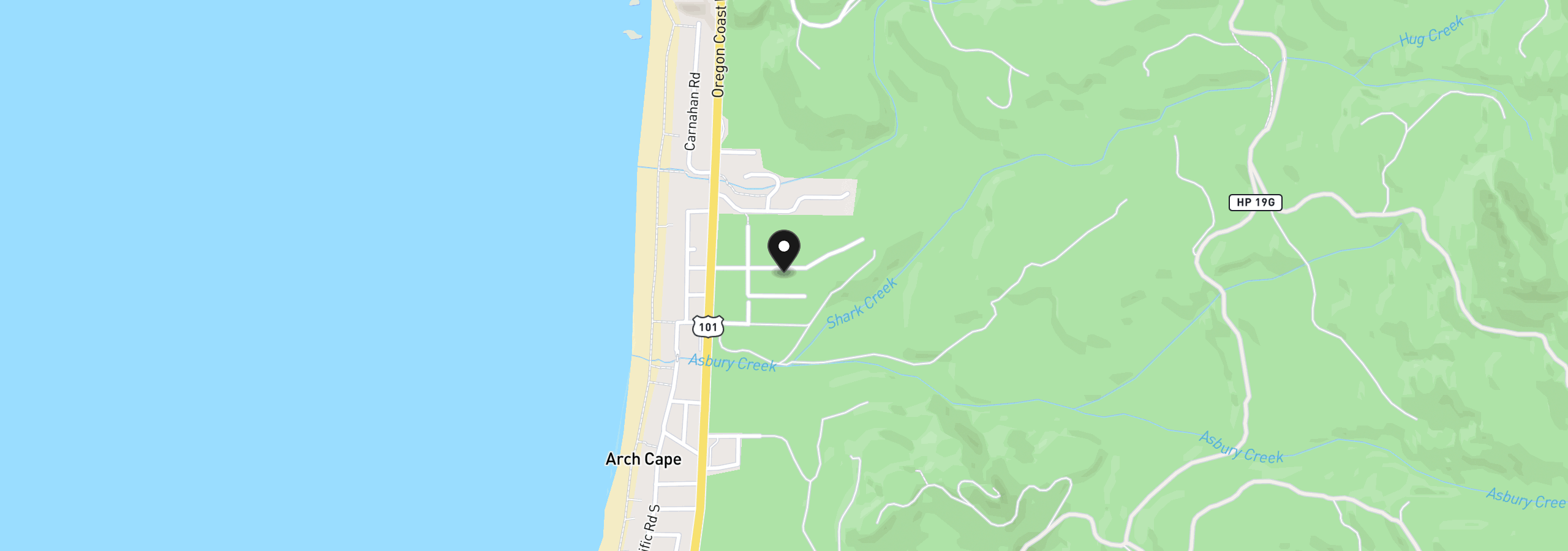 Map showing the location of 32120 Hemlock Ln, Arch Cape, OR 97102