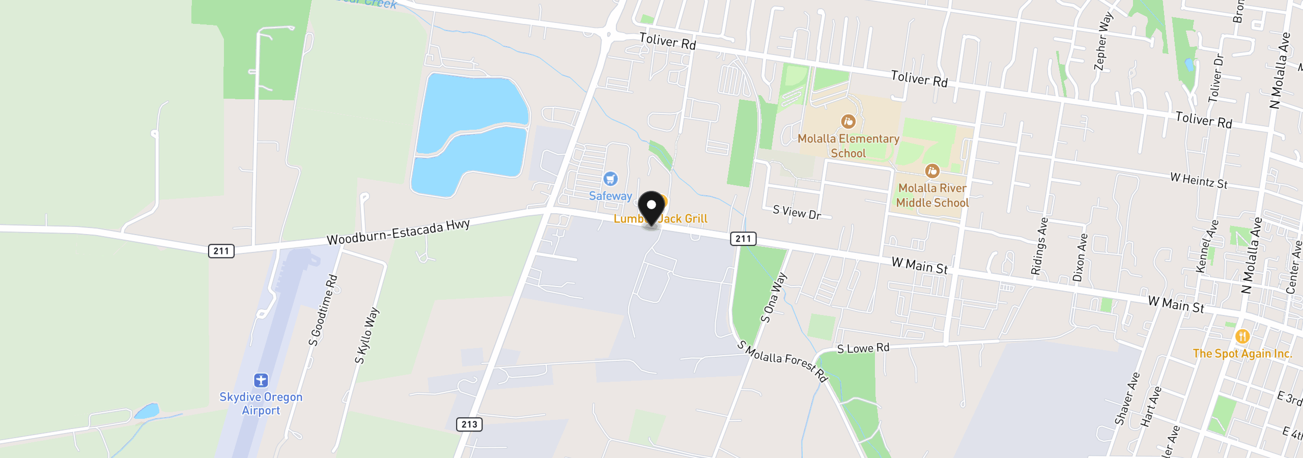 Map showing the location of 1406 W Main St, Molalla, OR 97038