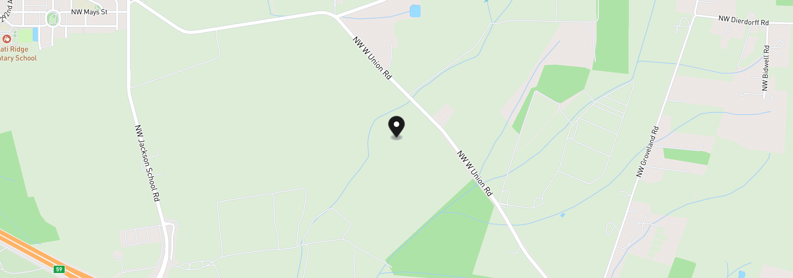 Map showing the location of NW West Union Rd, Hillsboro, OR 97124