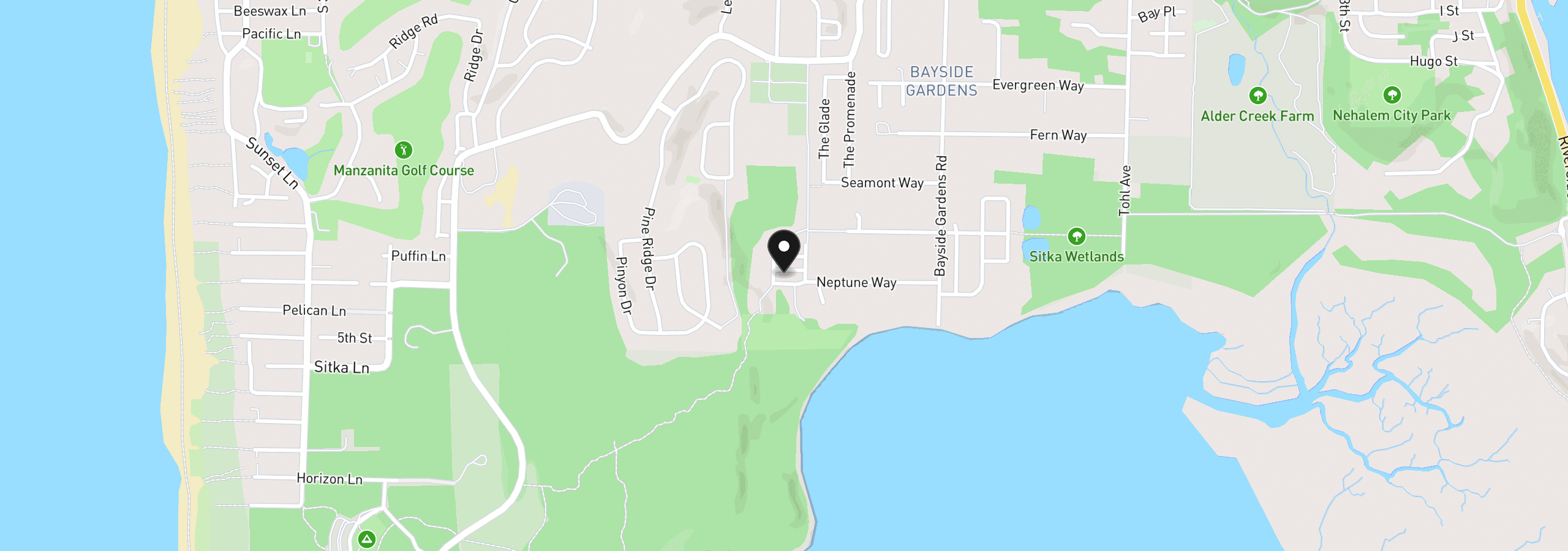 Map showing the location of 10660 Neptune Way, Manzanita, OR 97130