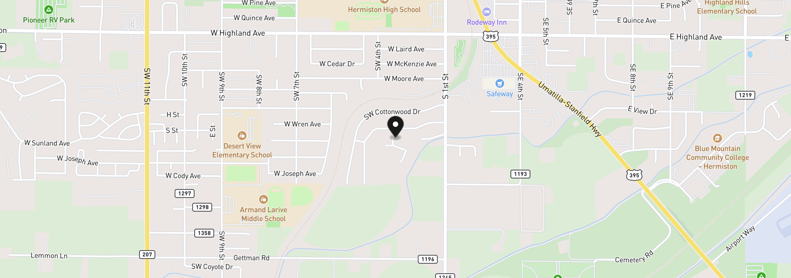 Map showing the location of Tl 9000 W. Condon Ave 1, Hermiston, OR 97838