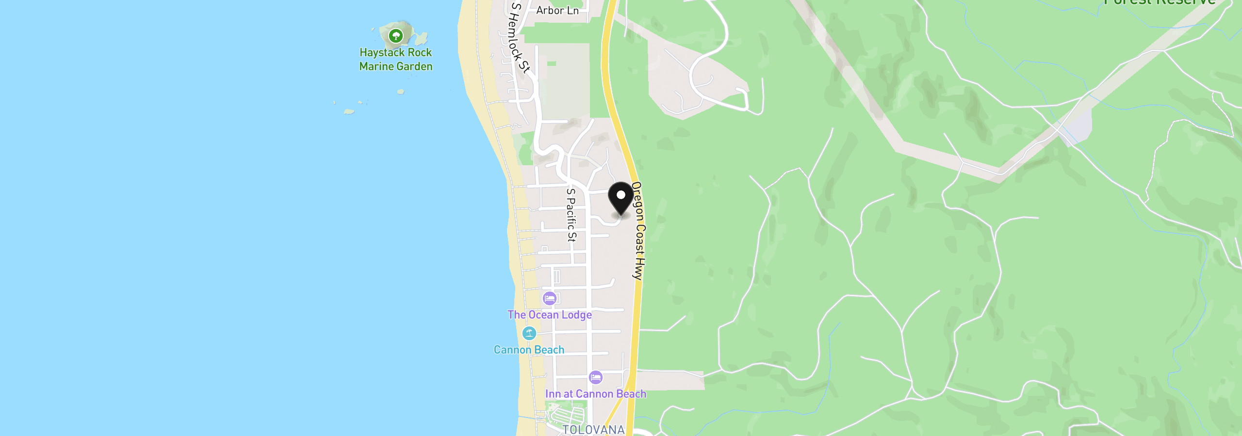 Map showing the location of 167 Amber Ln, Cannon Beach, OR 97110