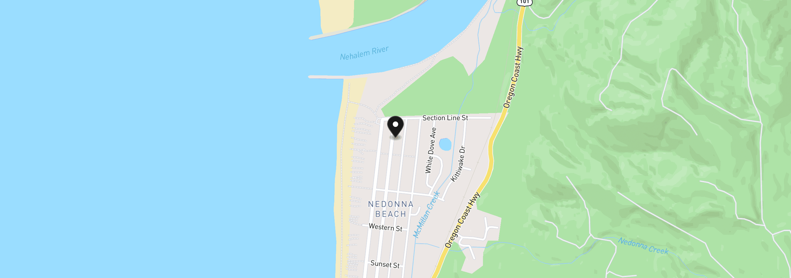 Map showing the location of 26685 Nedonna Ave, Rockaway Beach, OR 97136