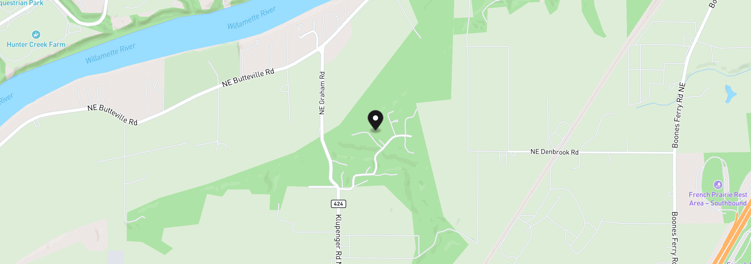 Map showing the location of 12653 NE Cedarbrook Rd, Aurora, OR 97002