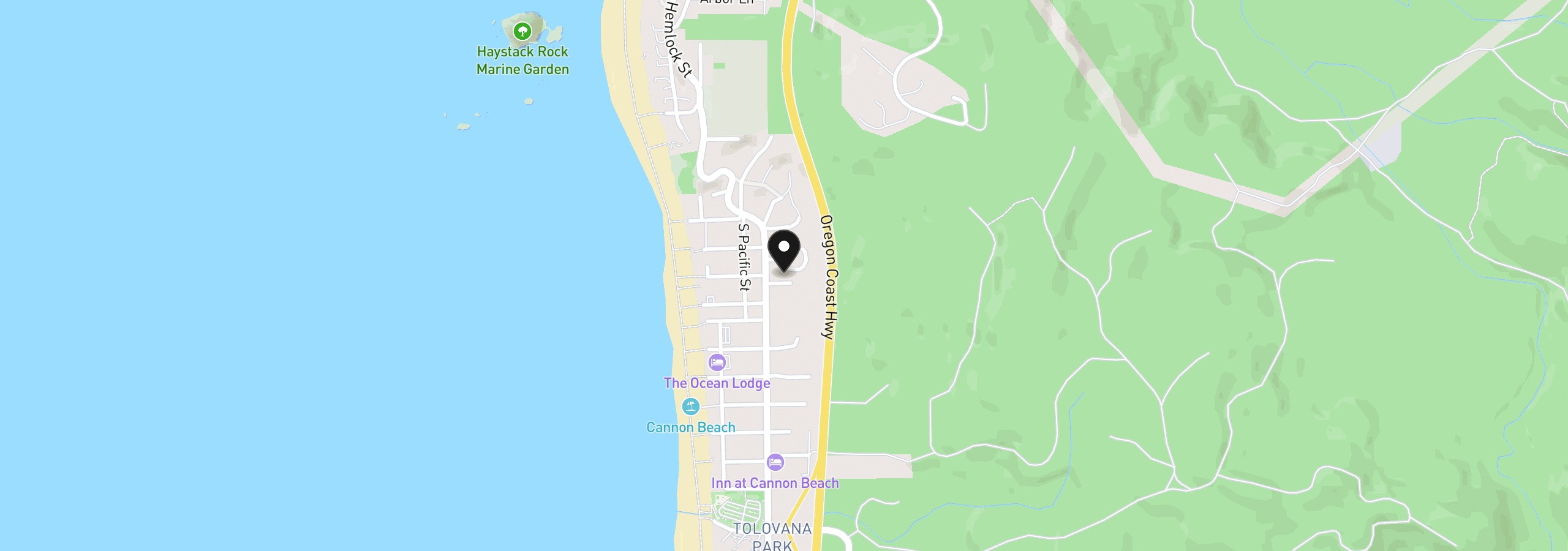 Map showing the location of 139 Amber Ln, Cannon Beach, OR 97110