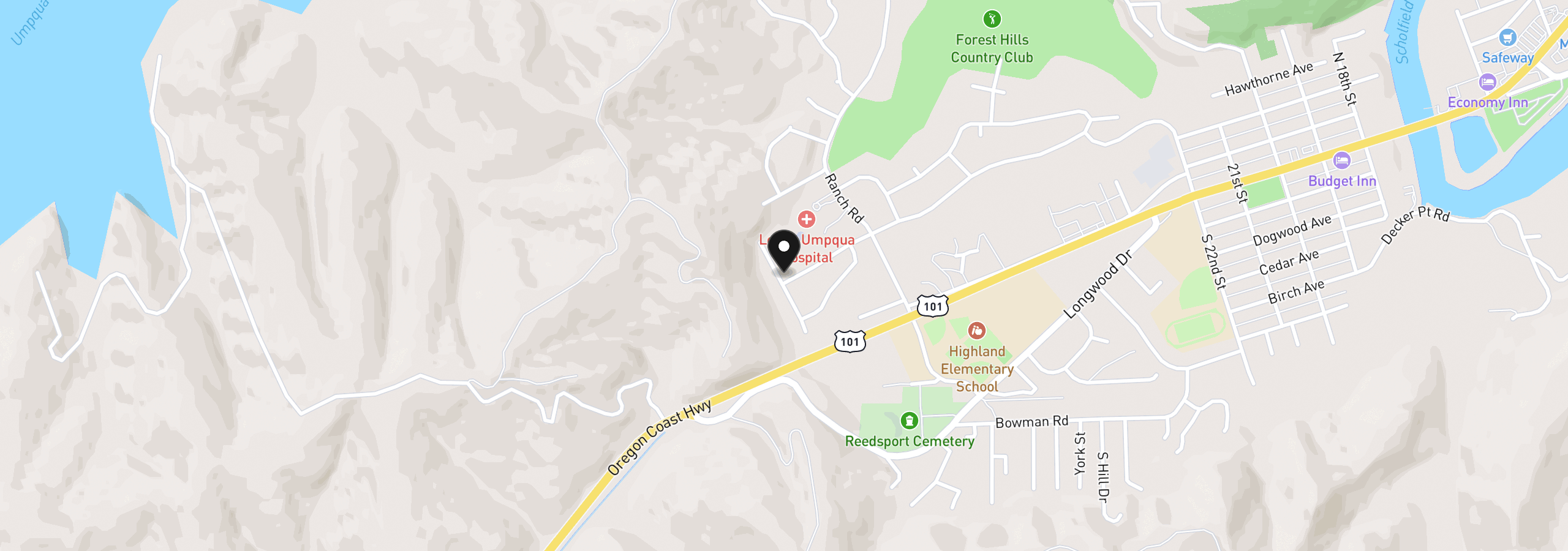 Map showing the location of 469 Westmont Dr, Reedsport, OR 97467