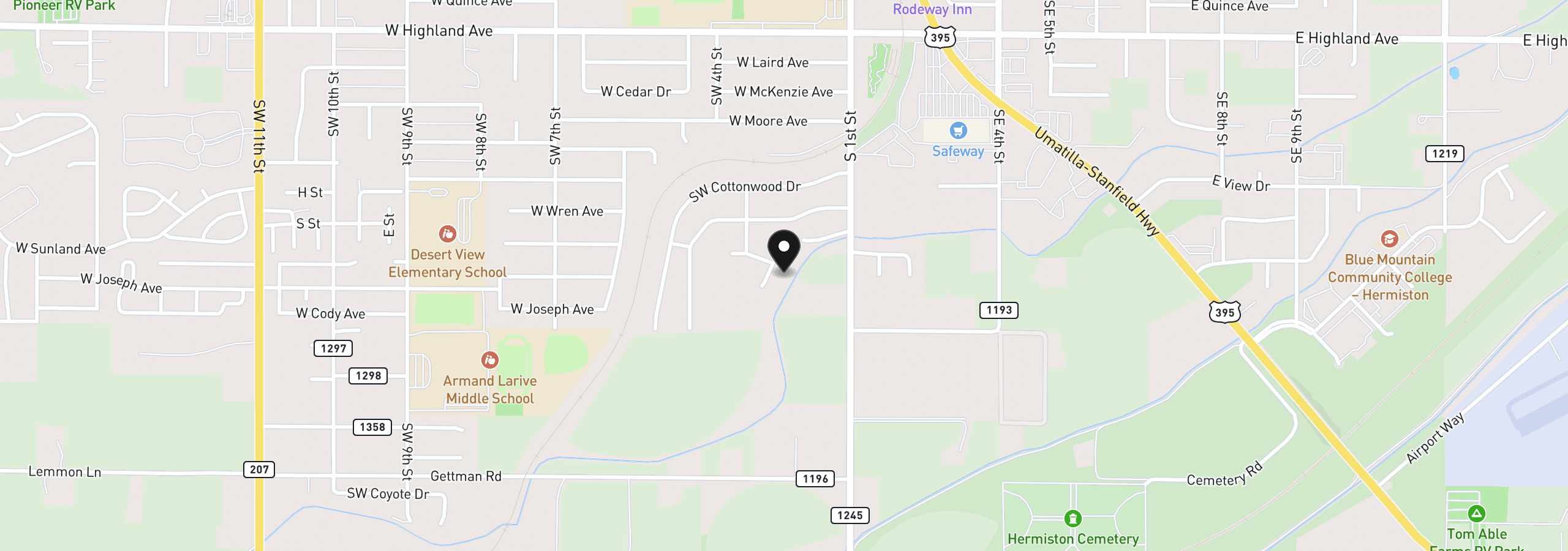 Map showing the location of Tl 9005 SW 3rd Pl 6, Hermiston, OR 97838