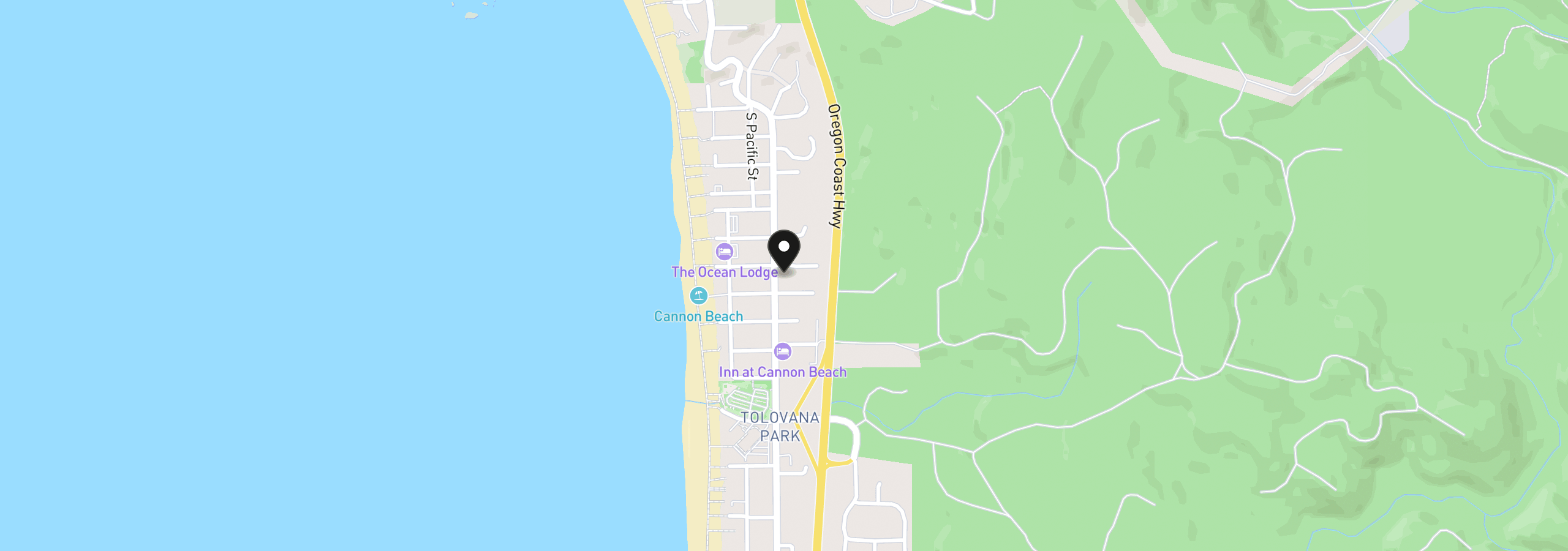 Map showing the location of 2939 S Hemlock St, Cannon Beach, OR 97110