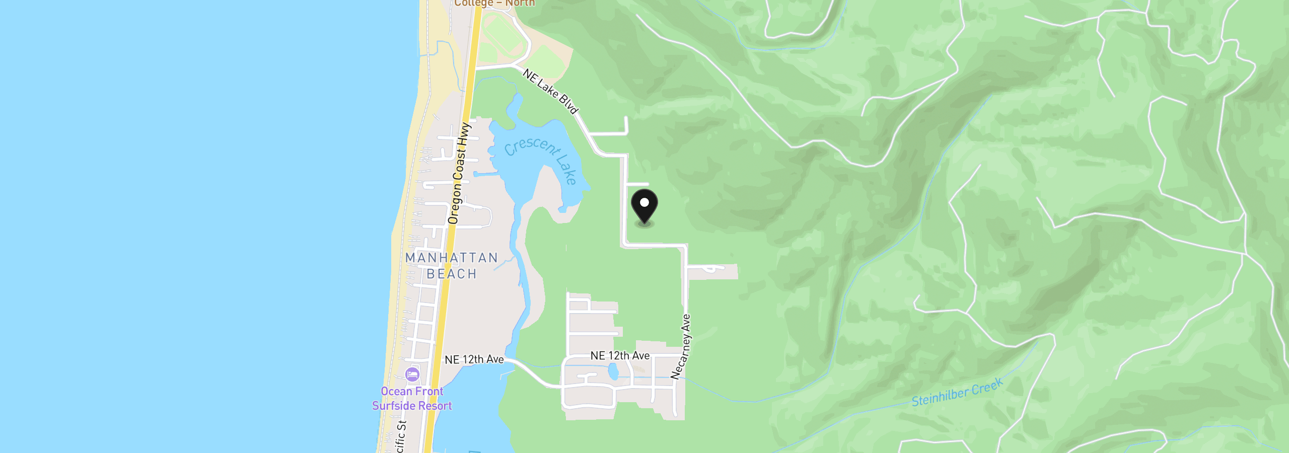 Map showing the location of 18 Tillamook Ave 14,15, Rockaway Beach, OR 97136