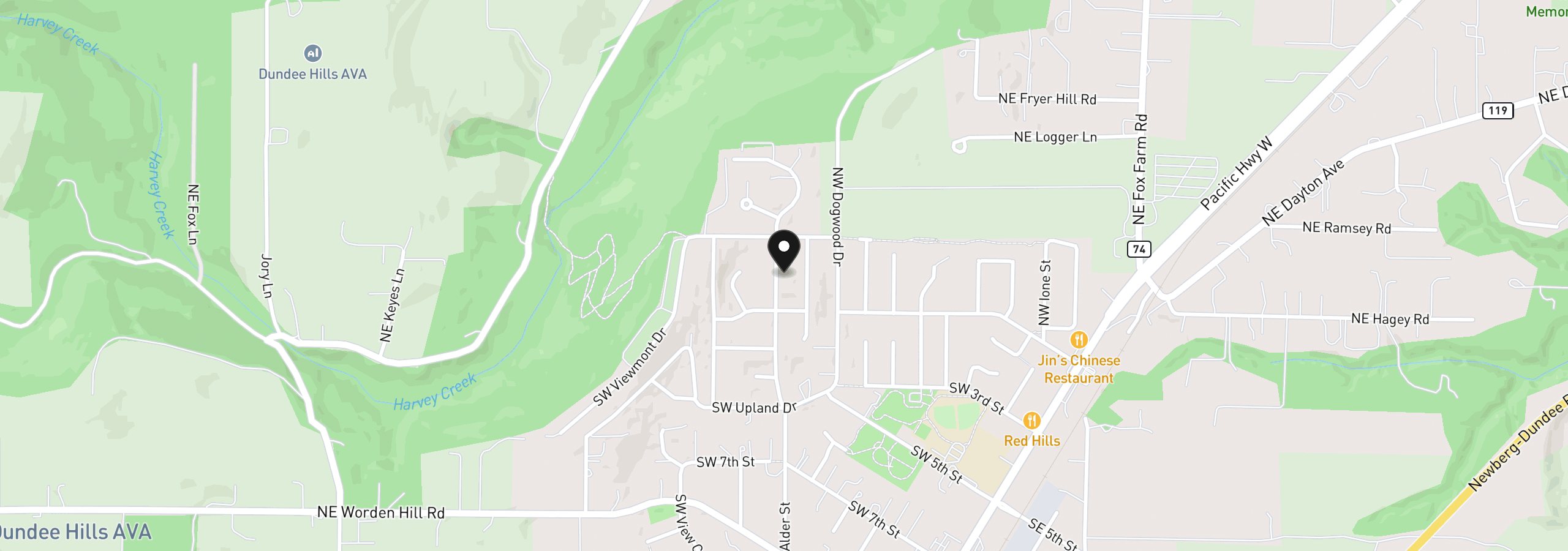 Map showing the location of 209 NW Alder St, Dundee, OR 97115
