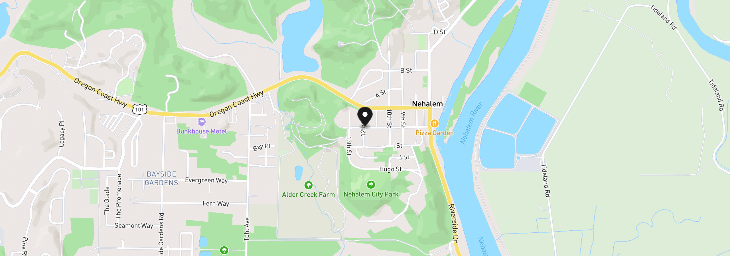 Map showing the location of 12605 Tohls St, Nehalem, OR 97131