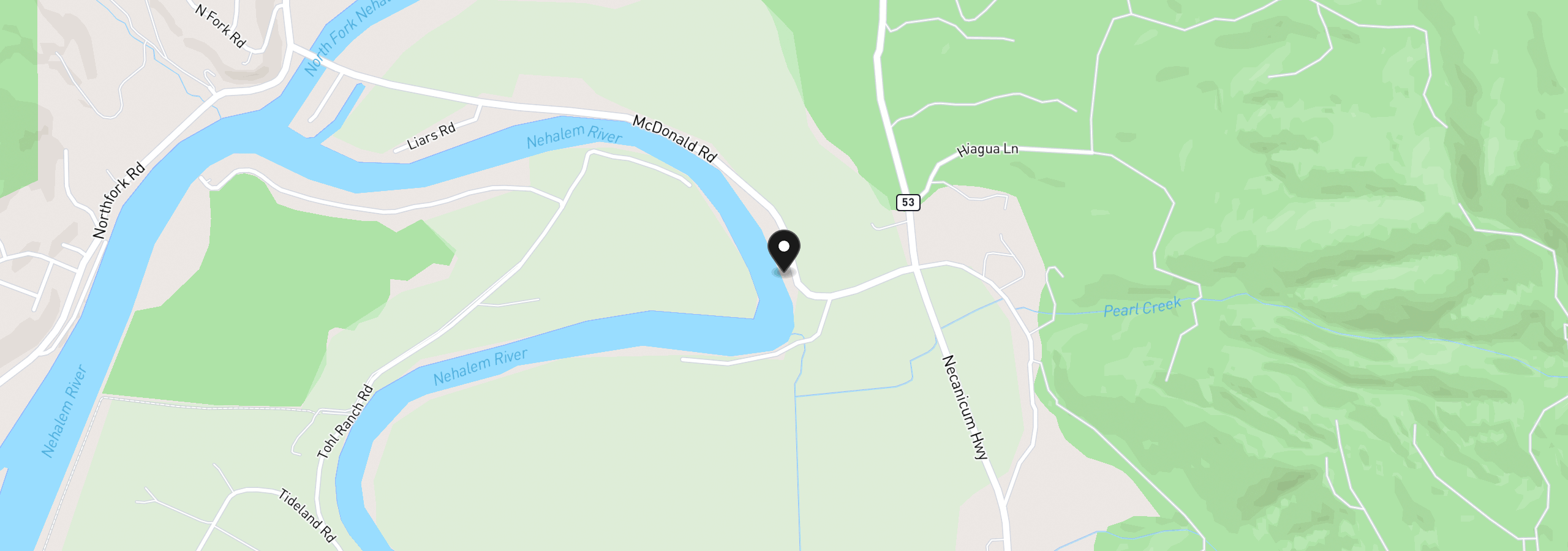 Map showing the location of 16435 McDonald Rd, Nehalem, OR 97131