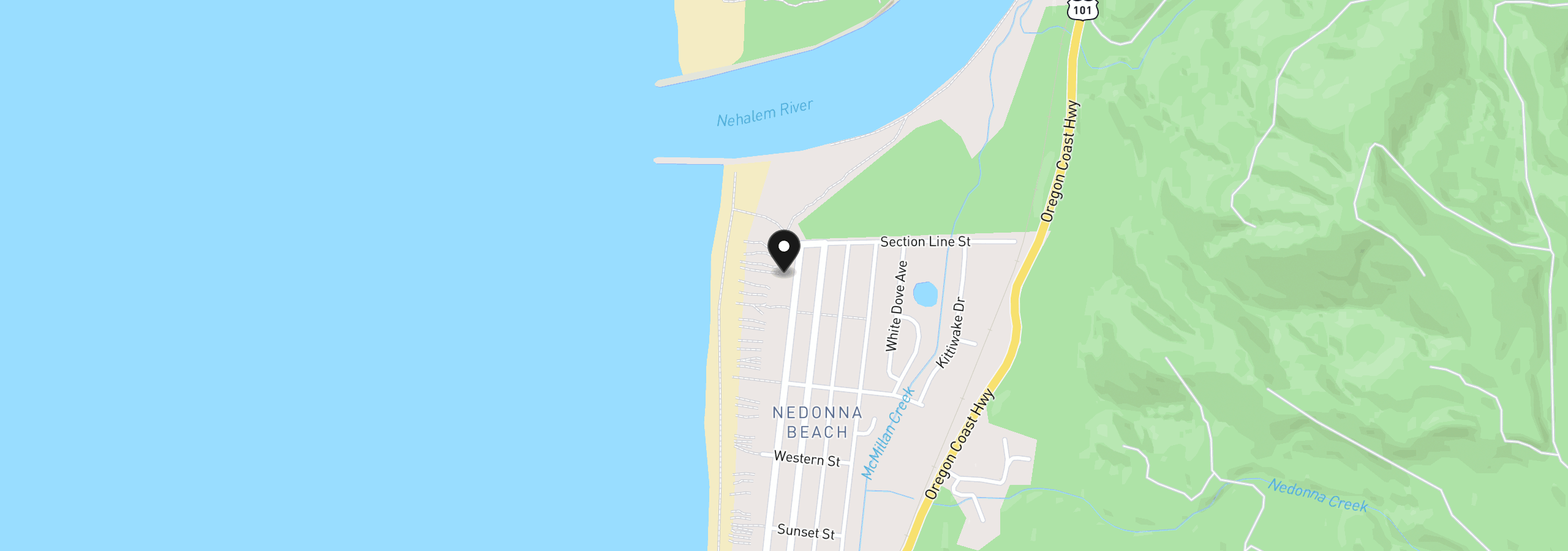 Map showing the location of 26640 Beach Dr, Rockaway Beach, OR 97136