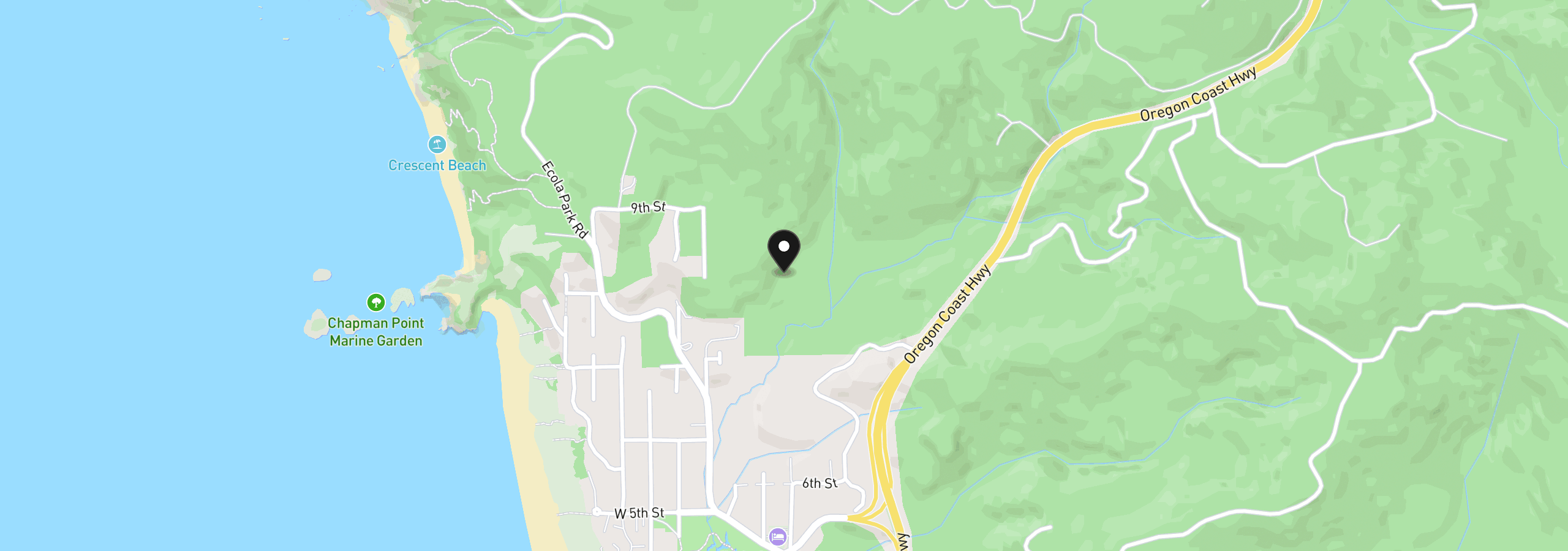 Map showing the location of 83655 N Spruce St, Cannon Beach, OR 97110