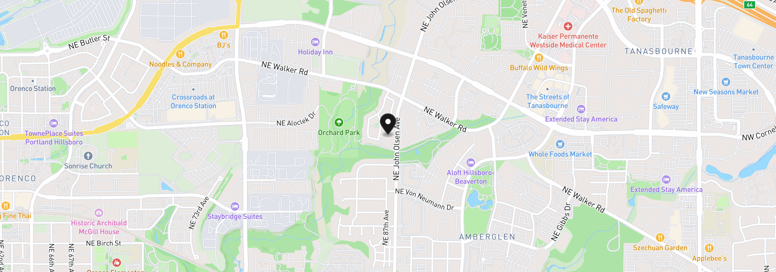Map showing the location of 2004 NE Cadbury Ave #105, Hillsboro, OR 97006