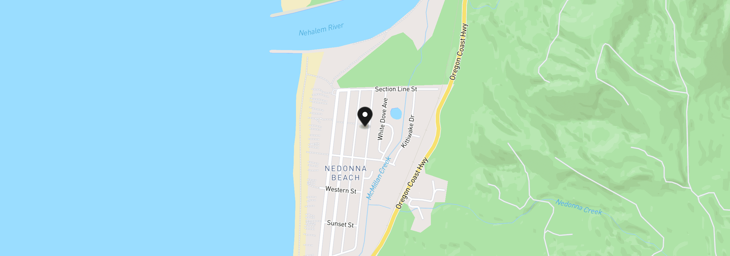 Map showing the location of 26580 David Ave, Rockaway Beach, OR 97136