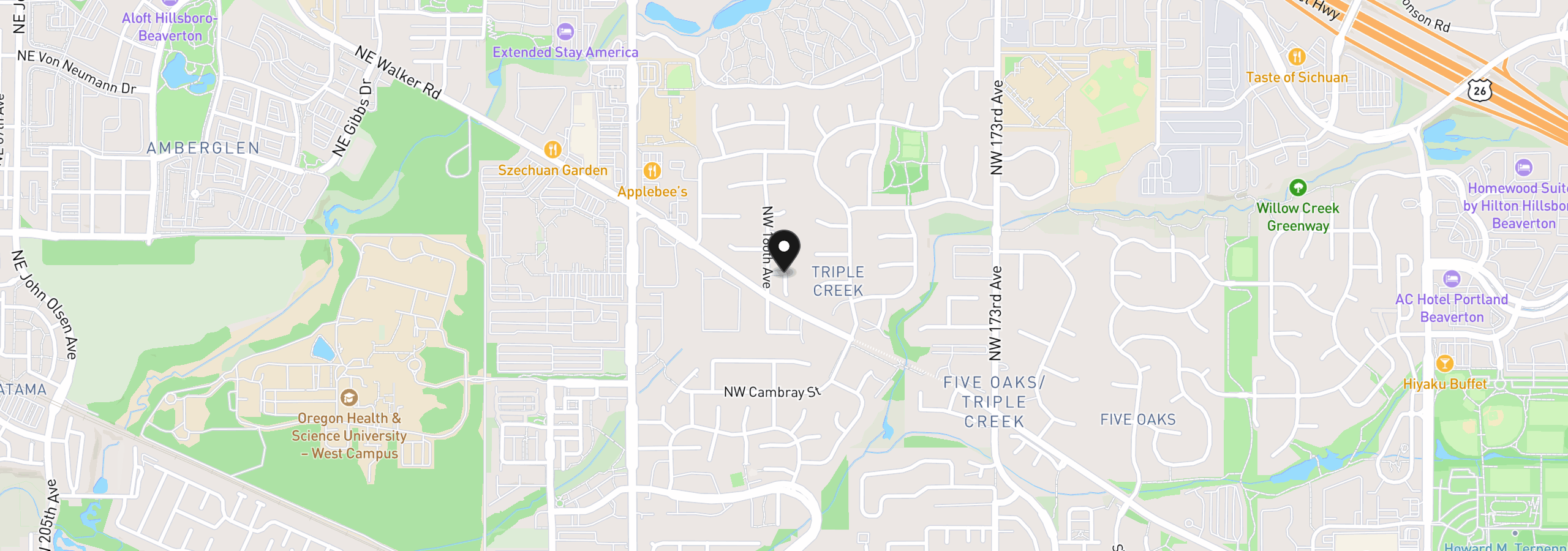Map showing the location of 10105 NE Walker Rd, Hillsboro, OR 97006