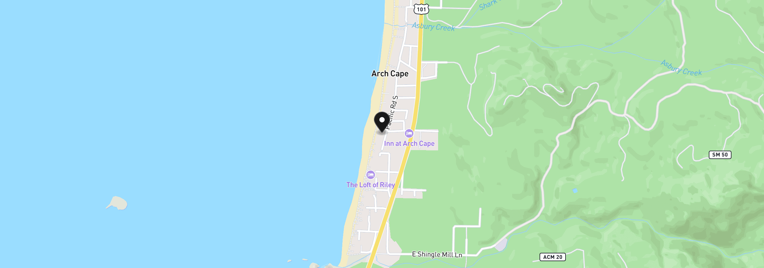 Map showing the location of 80004 Pacific Rd, Arch Cape, OR 97102