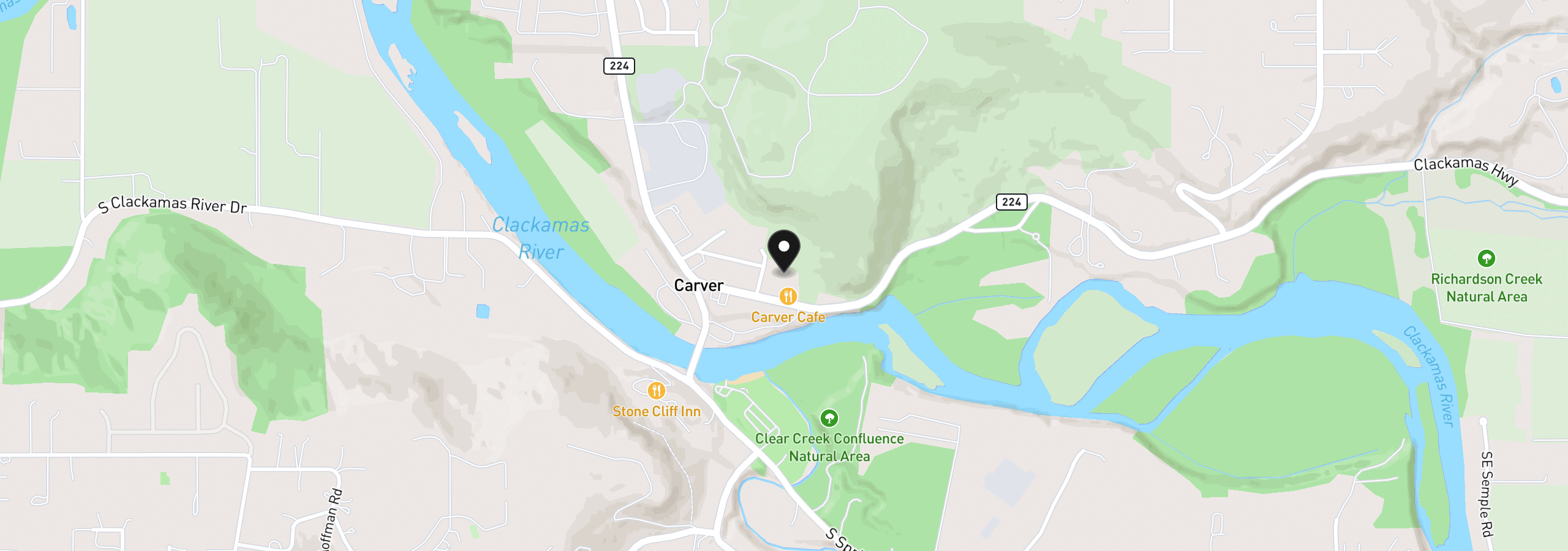 Map showing the location of 16400 SE Highway 224, Damascus, OR 97089