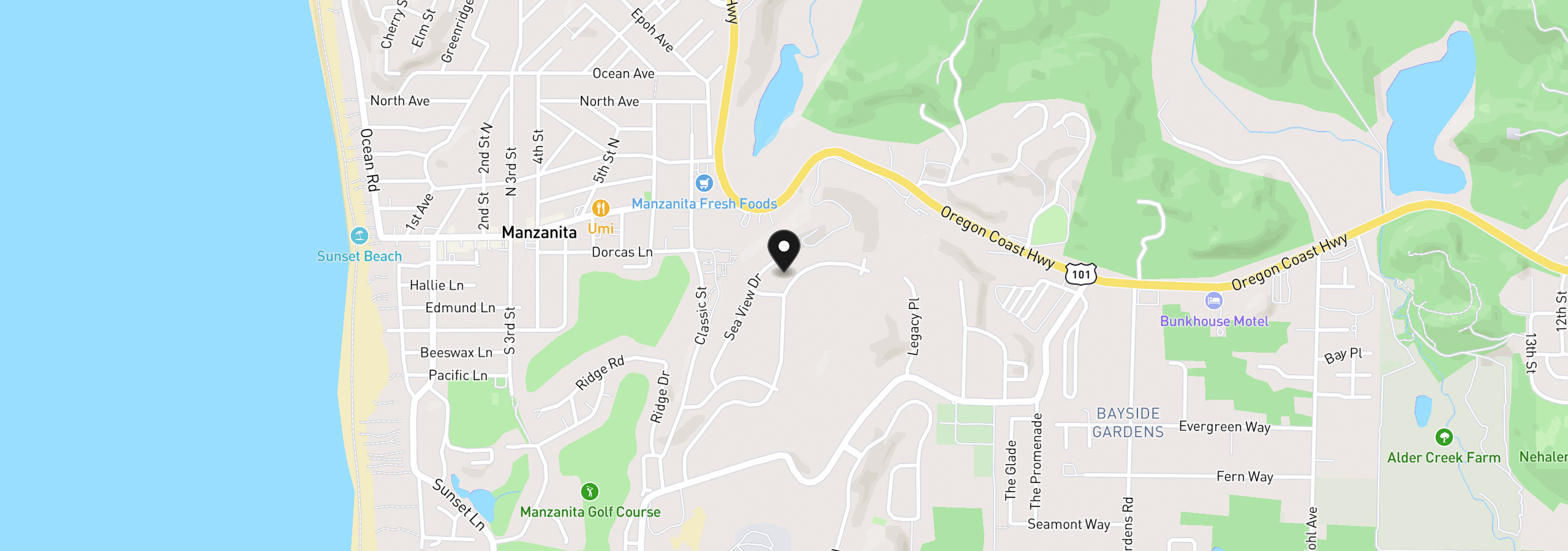 Map showing the location of 70 Meadows Dr 70, Manzanita, OR 97130