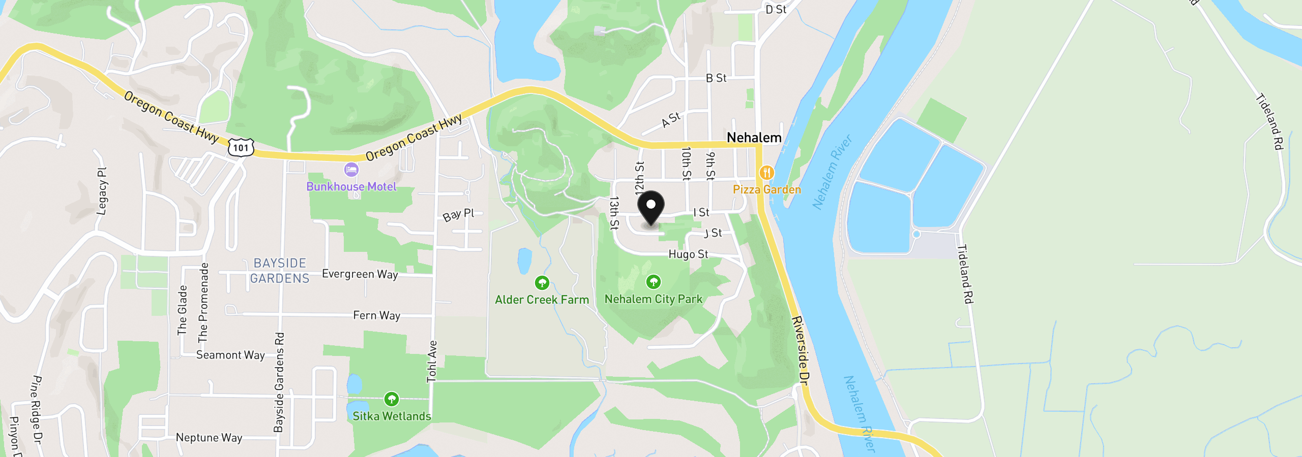 Map showing the location of 12690 J St, Nehalem, OR 97131