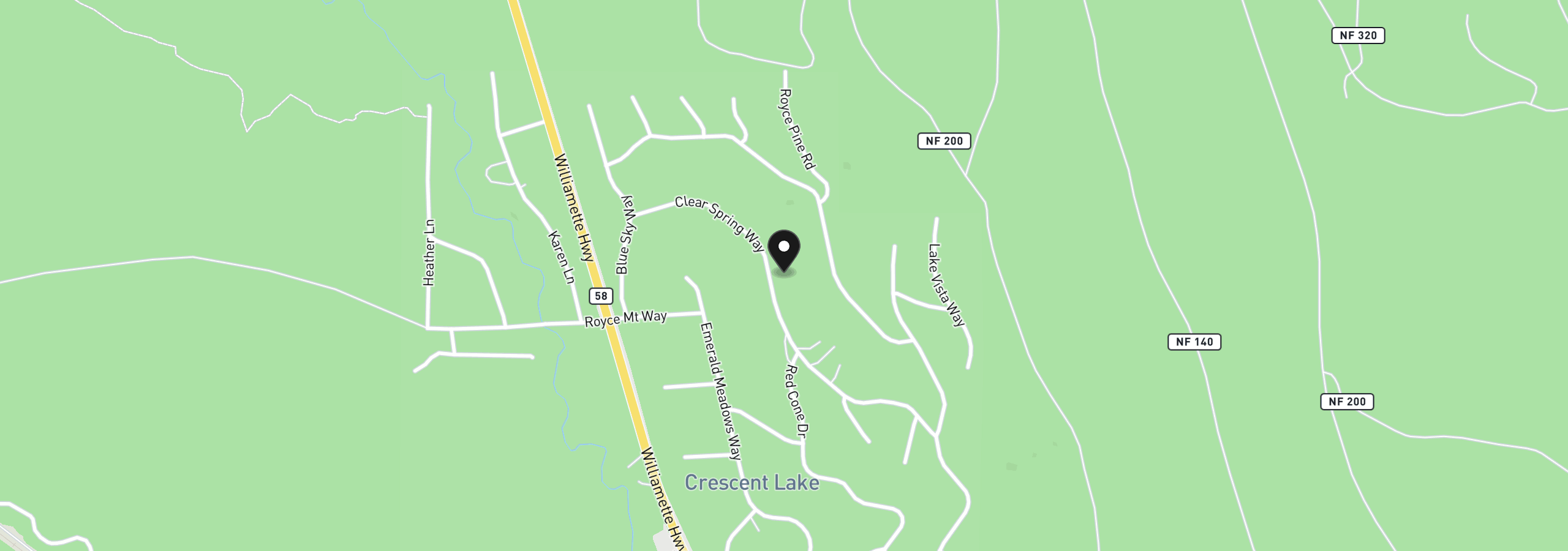 Map showing the location of 43 Clear Spring Way, Crescent Lake, OR 97733