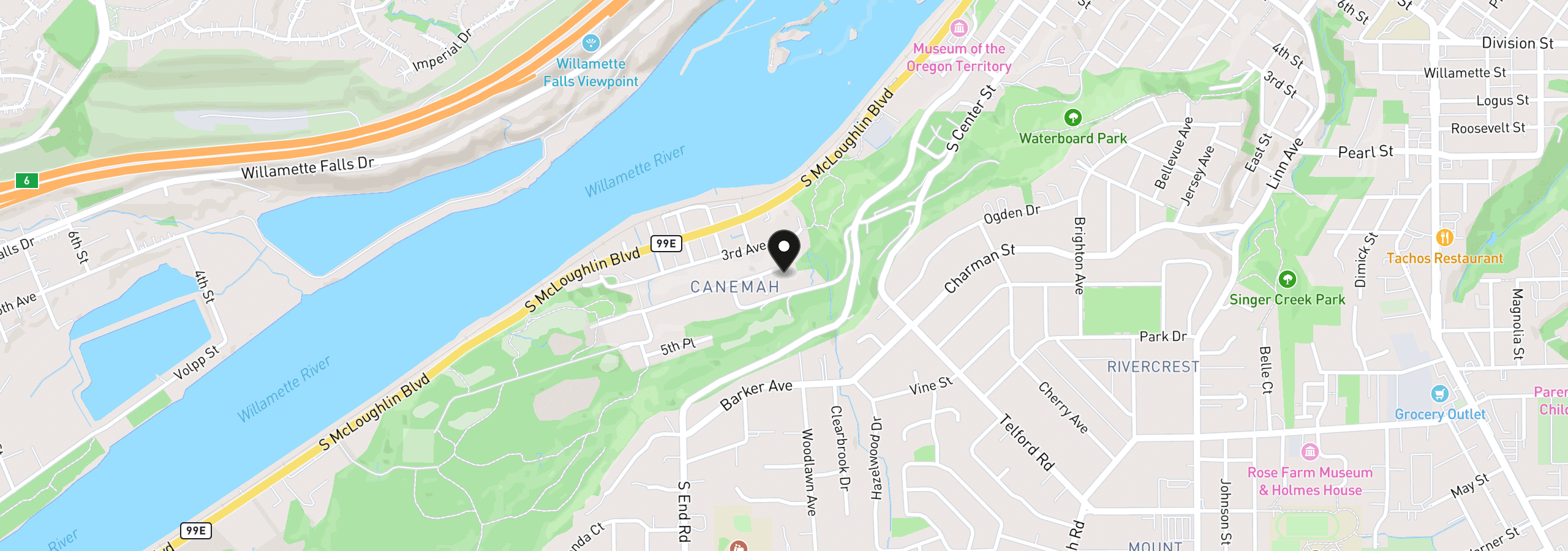 Map showing the location of 306 4th Ave, Oregon City, OR 97045