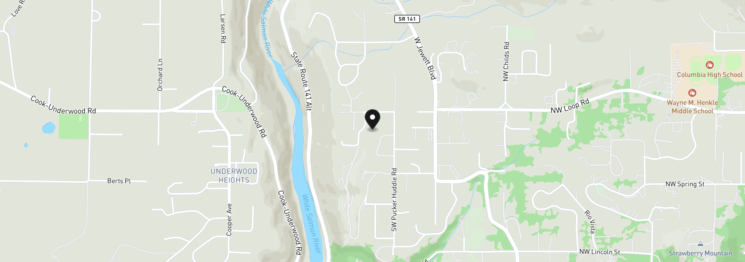 Map showing the location of 1251 SW Thornton Dr, White Salmon, Wa 98672
