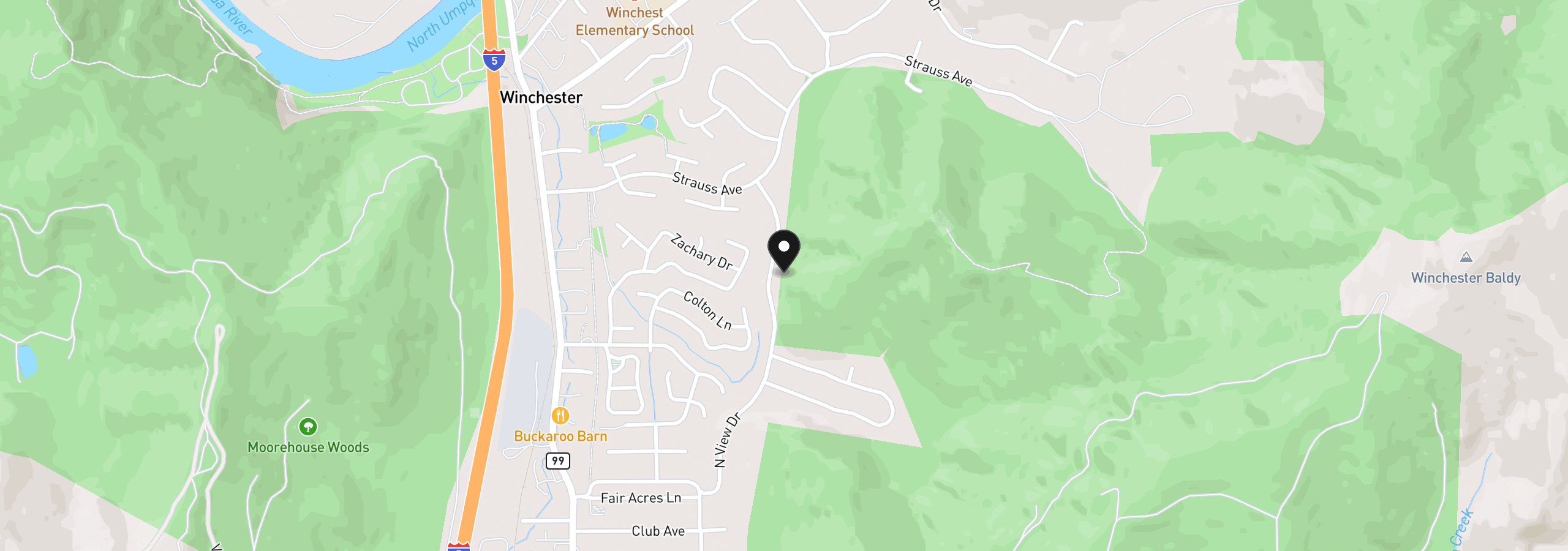 Map showing the location of 719 North View Dr, Winchester, OR 97495