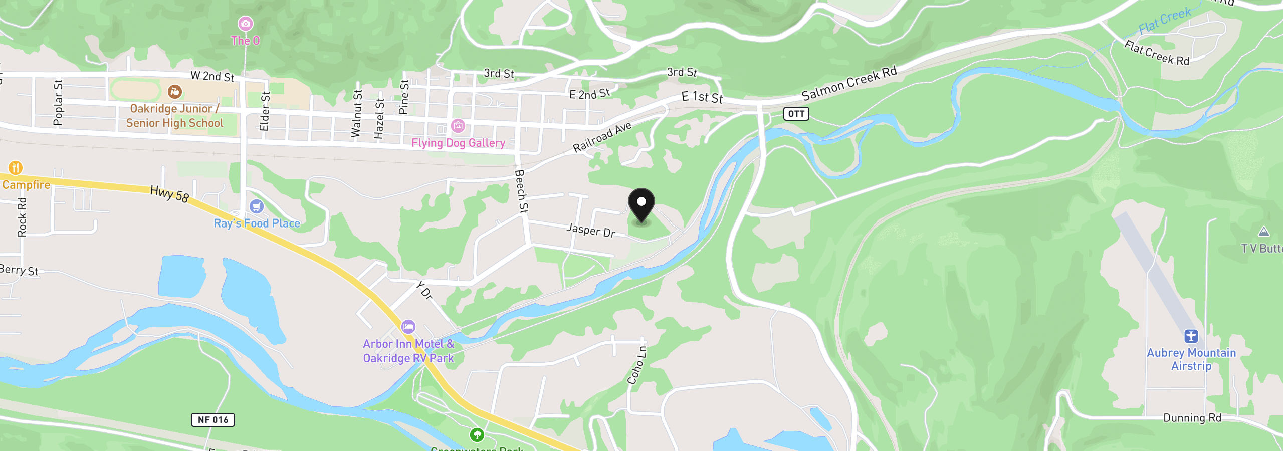 Map showing the location of 000 Jasper Dr, Oakridge, OR 97463