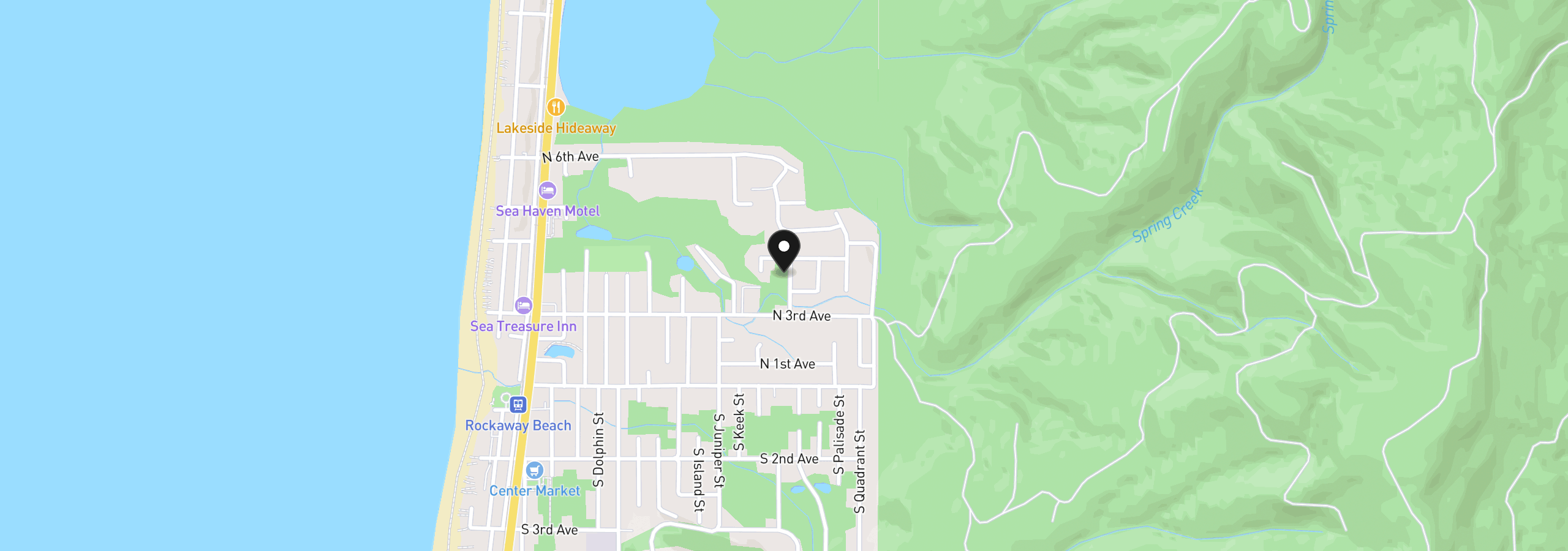 Map showing the location of 0000 N Marine St, Rockaway Beach, OR 97136