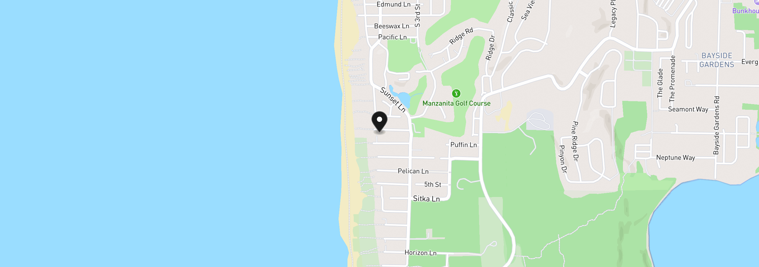 Map showing the location of 8775 Chinook Ln, Manzanita, OR 97130