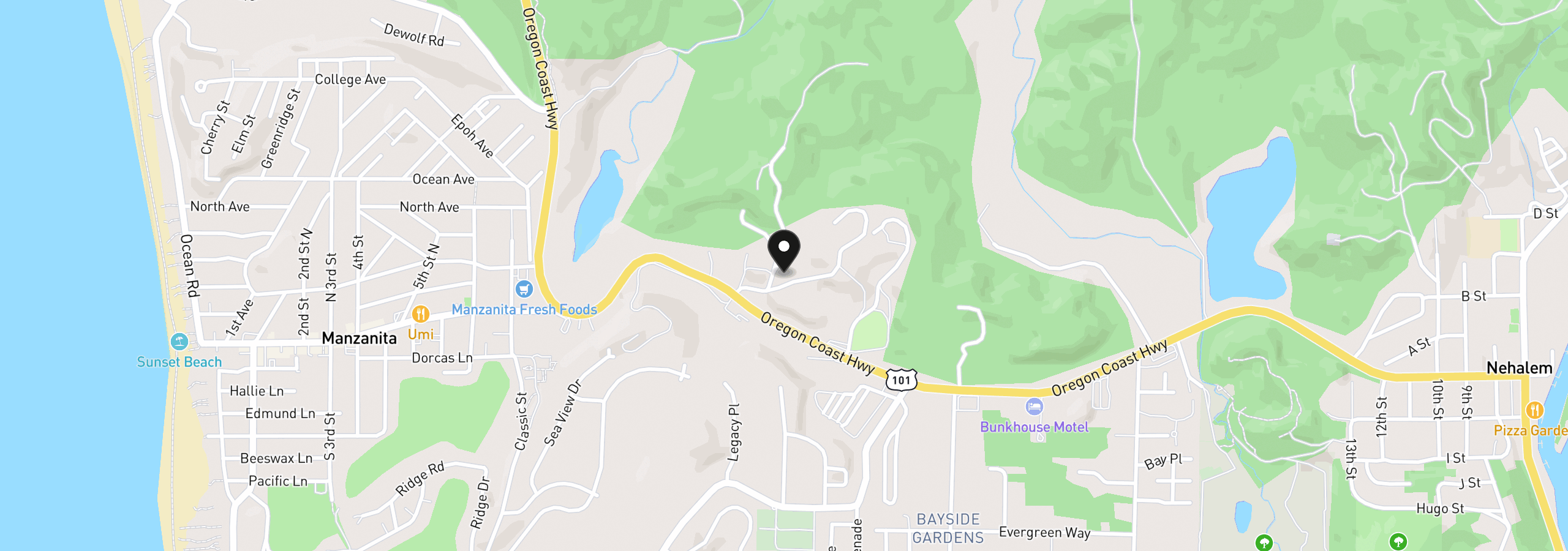 Map showing the location of 36295 Pacific Palisades Pl, Nehalem, OR 97131